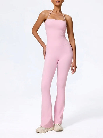 Combinaison Sport Femme  Évasé Dos Nu Rose