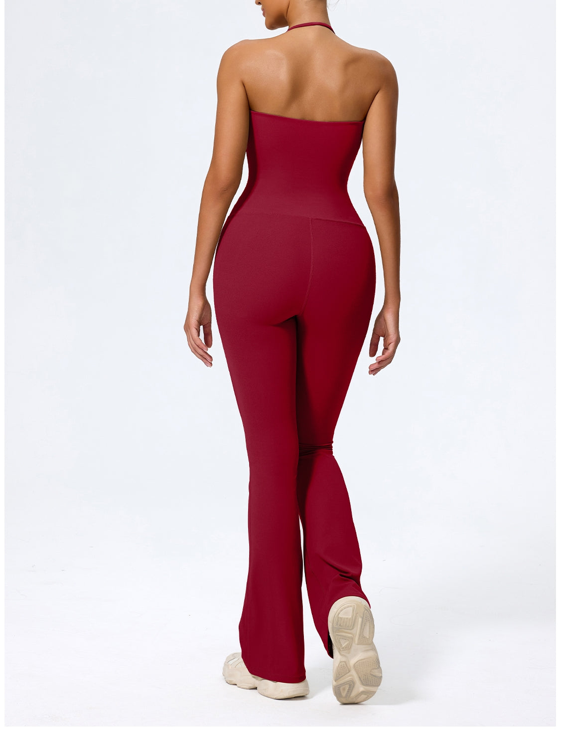 Combinaison Sport Femme  Évasé Dos Nu bordeaux vue de dos