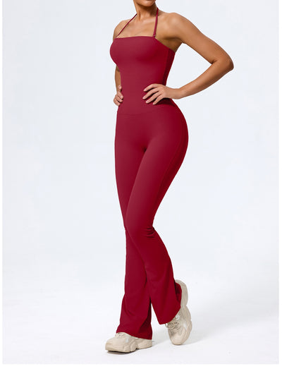 Combinaison Sport Femme  Évasé Dos Nu bordeaux vue de face