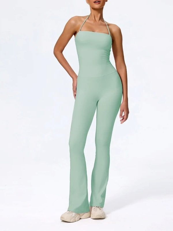 Combinaison Sport Femme  Évasé Dos Nu vert pastel