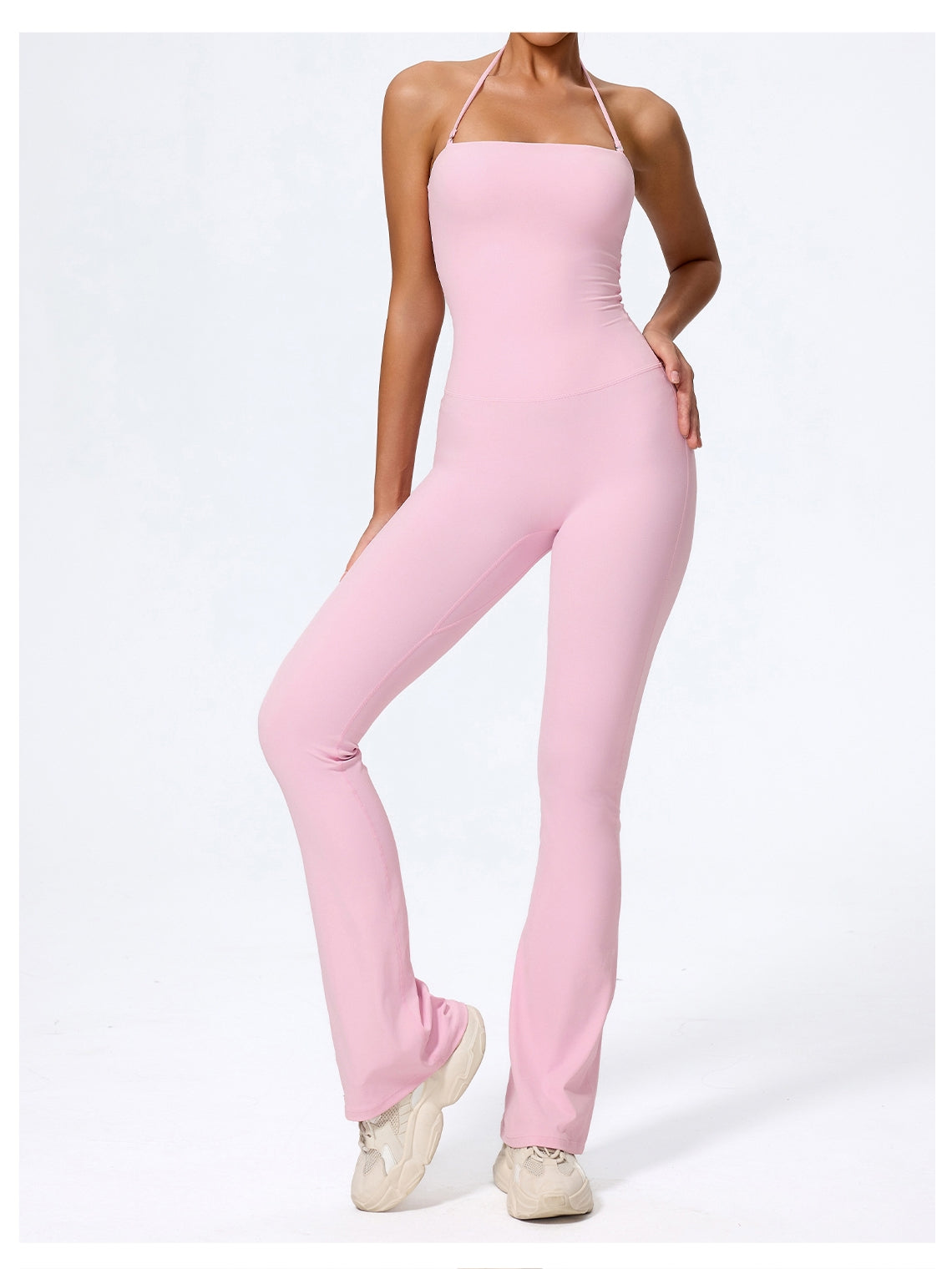 Combinaison Sport Femme  Évasé Dos rose vue de face