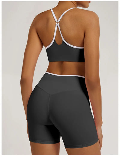 Ensemble Fitness Femme – Soutien-Gorge Short Gainant Noir Vue de Dos