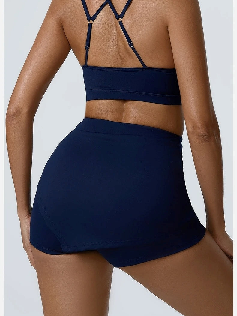 Jupe Short Fitness Femme, Bleu, vue de dos