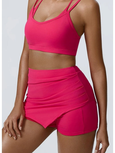 Jupe Short Fitness Femme, rose, vue de face