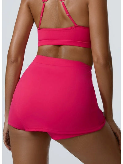 Jupe Short Fitness Femme, rose, vue de dos