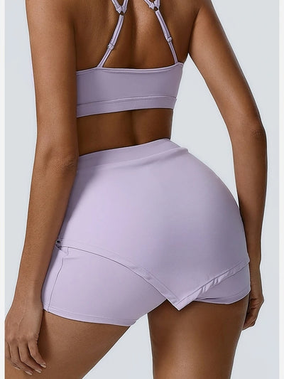Jupe Short Fitness Femme, violet, vue de dos