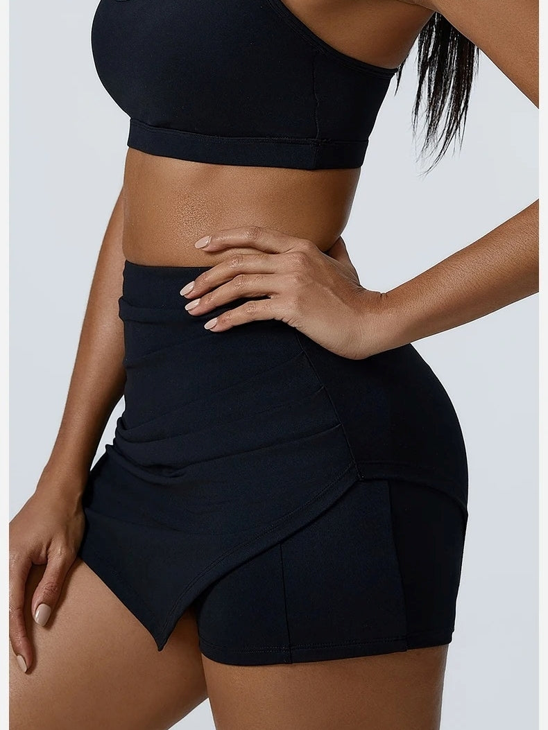 Jupe Short Fitness Femme, Noir, vue de profil