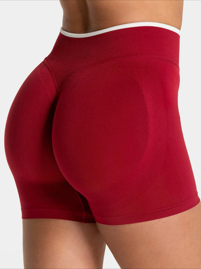 Short Sport Femme Ventre Plat Push Up rouge, vue de dos