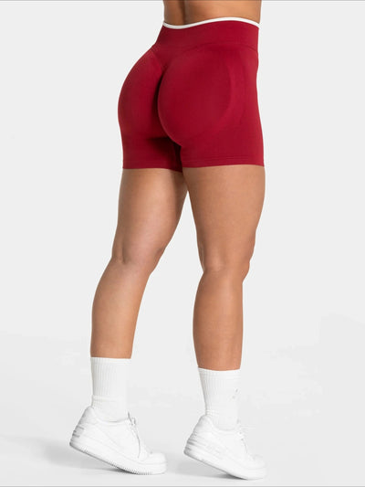 Short Sport Femme Ventre Plat Push Up rouge, vue de dos