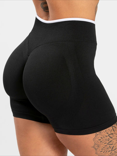 Short Sport Femme Ventre Plat Push Up noir, vue de dos