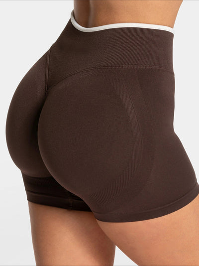 Short Sport Femme Ventre Plat Push Up marron, vue de dos
