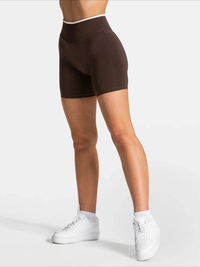Short Sport Femme Ventre Plat Push Up marron, vue de face