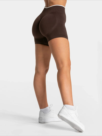 Short Sport Femme Ventre Plat Push Up marron, vue de profil
