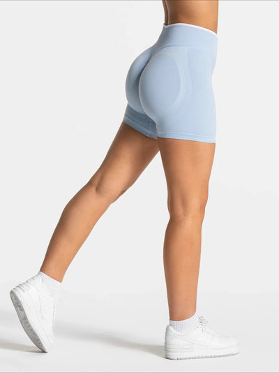 Short Sport Femme Ventre Plat Push Up bleu ciel, vue de profil