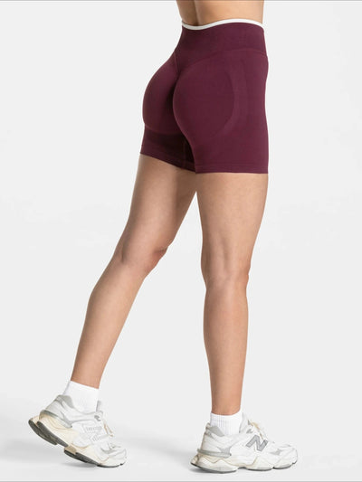 Short Sport Femme Ventre Plat Push Up bordeaux, vue de profil