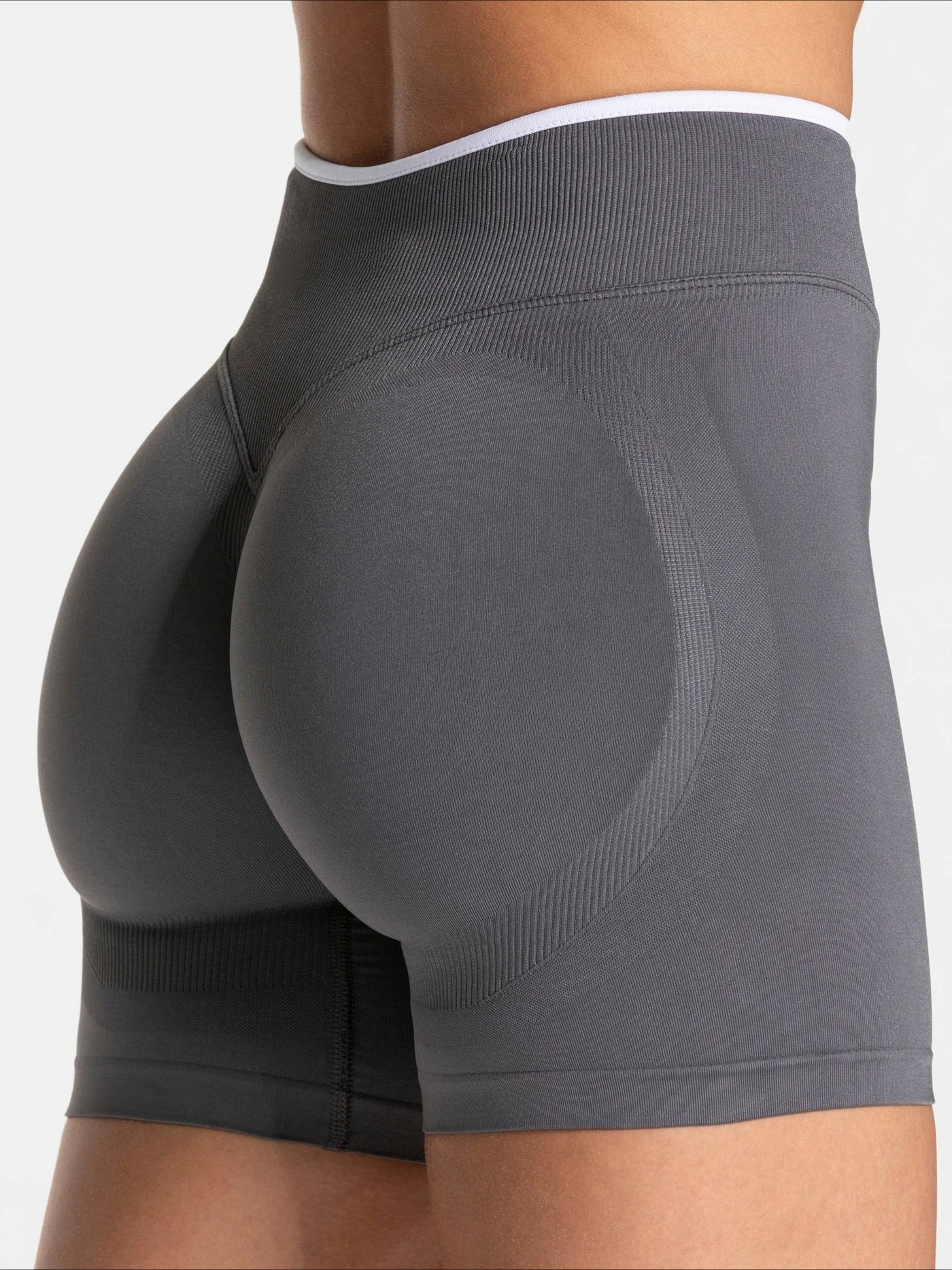 Short Sport Femme Ventre Plat Push Up Gris foncé, vue de dos