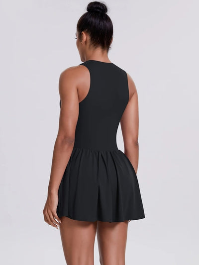 Combinaison Sport Fitness - Jupe et Haut Zippé - noir - Vue de dos