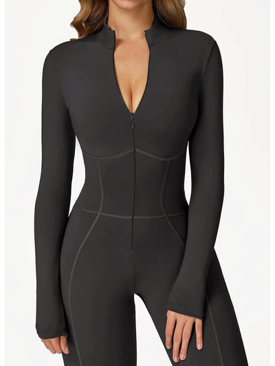 Combinaison Sport Moulante Noir, Zippée