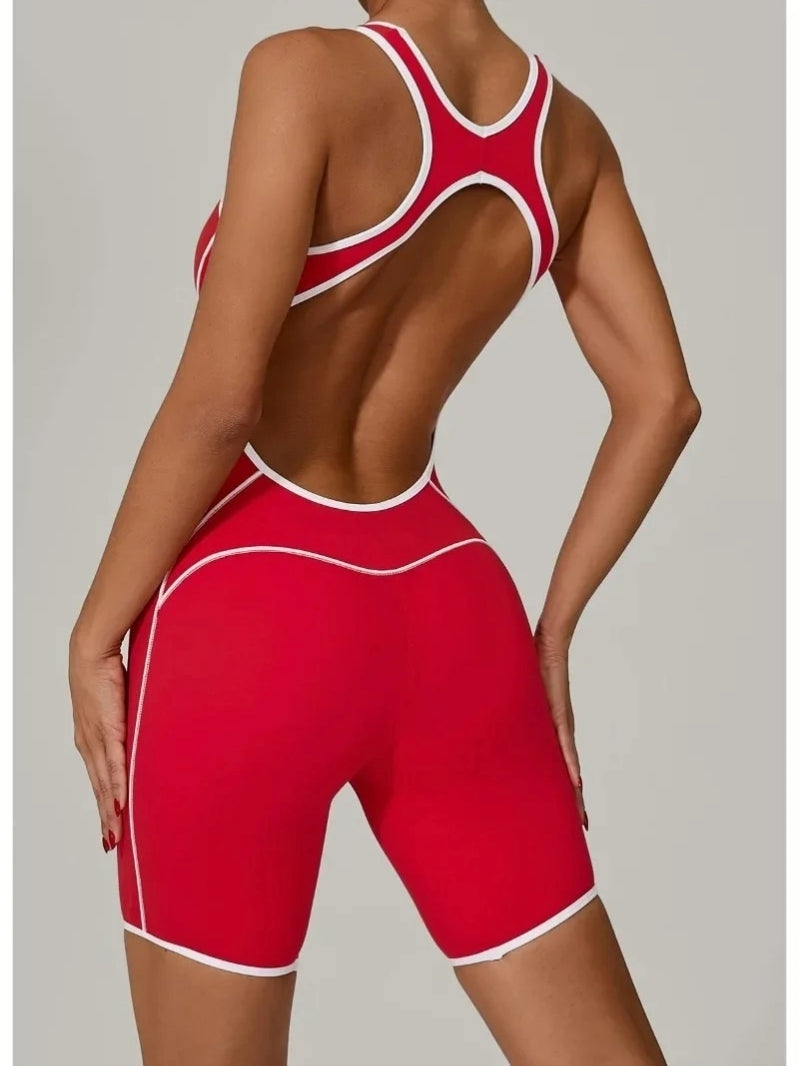 CombiShort rouge gainante pour séance de musculation
