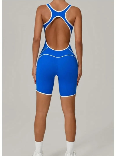 CombiShort sport stretch femme coloris bleu vif dos nageur
