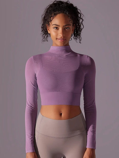 Crop Top Sport Respirant Maille Manches Longues Ultime Legging S Violet 