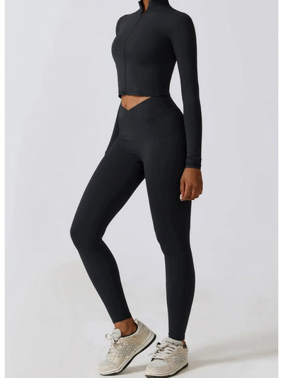 Crop Top Sport Zippé Manches Longues Crop Top Ultime Legging 