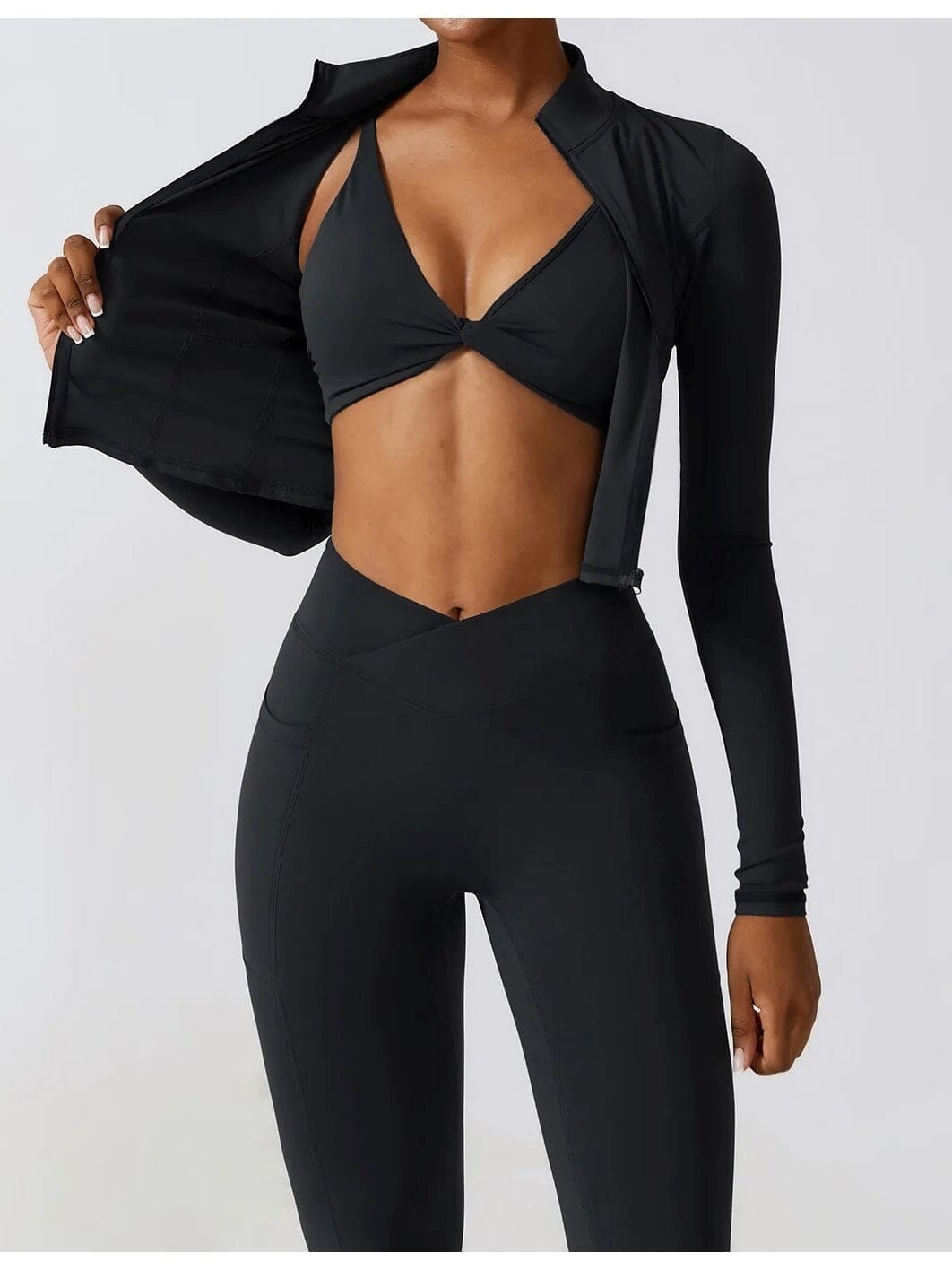 Crop Top Sport Zippé Manches Longues Crop Top Ultime Legging 