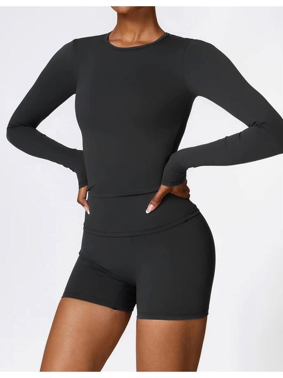 Ensemble Sport Short et T-Shirt Manches Longues - DynamoDiva Ensemble Sport Ultime Legging S Noir 