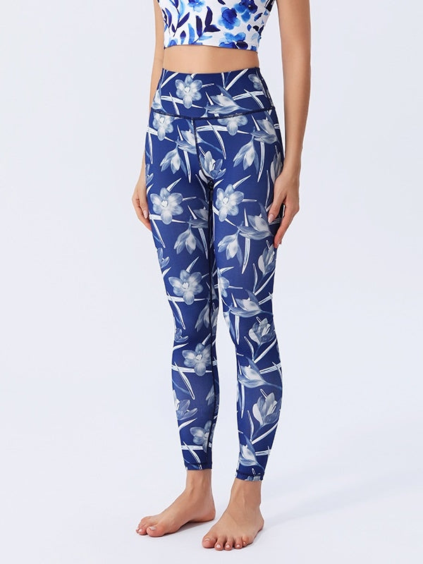 Legging Bleu Fleuri