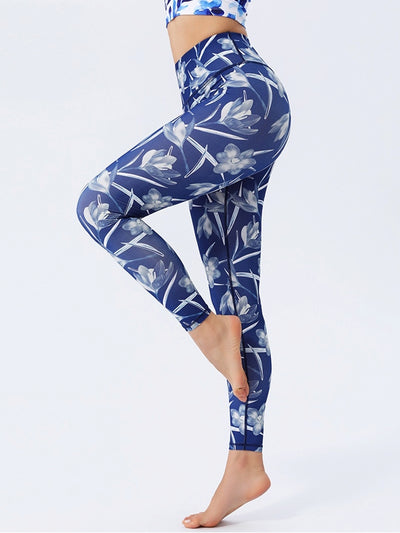 Legging Bleu Fleuri