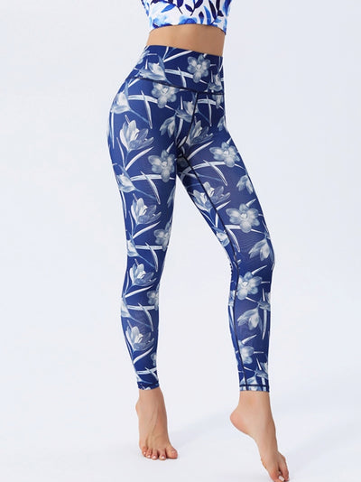 Legging Bleu Fleuri