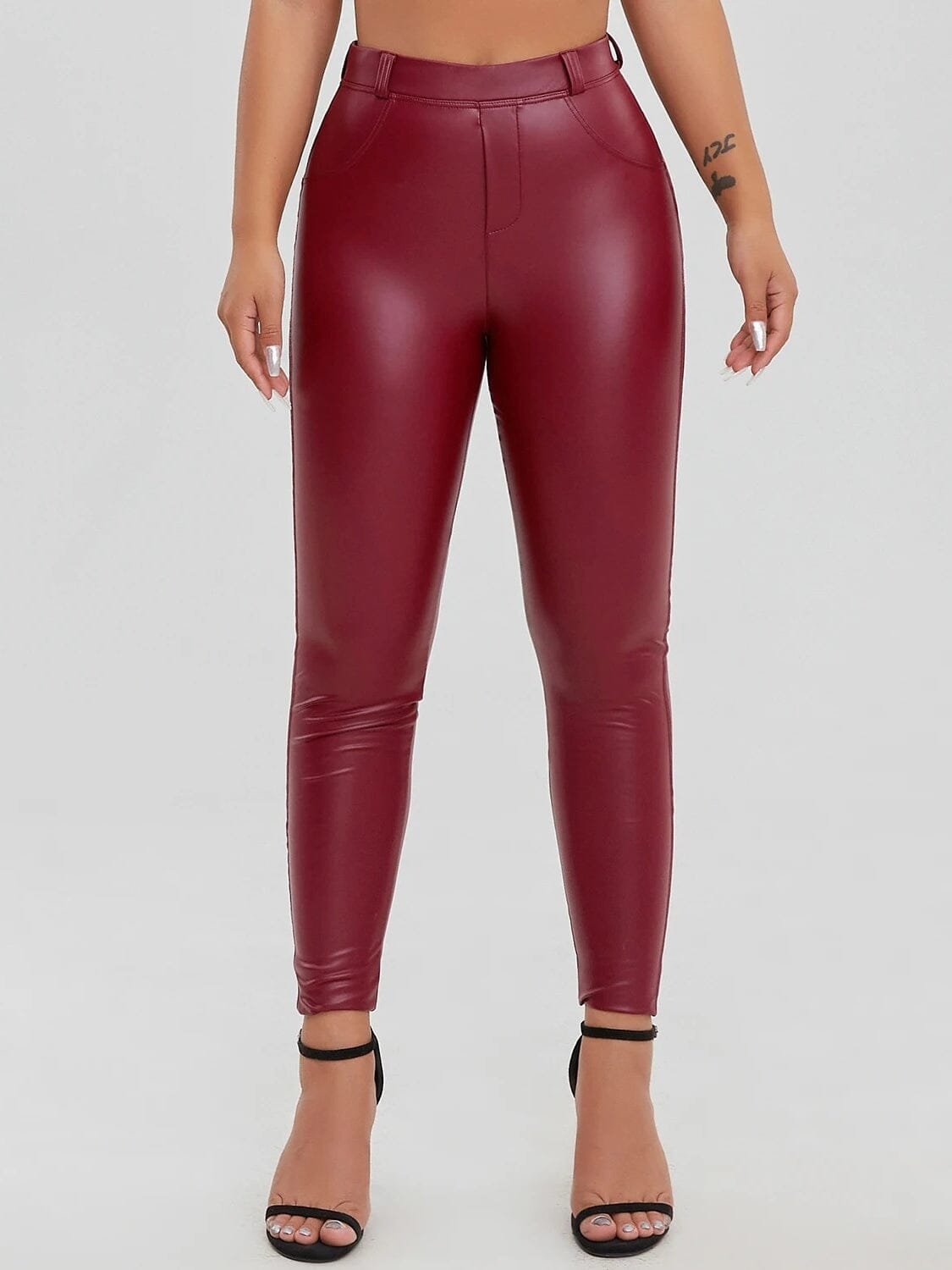 Legging Effet Cuir Poches Leggings Ultime Legging S Bordeaux 