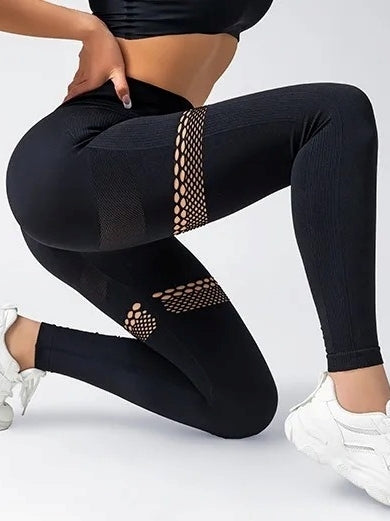 Legging Musculation Maille – Affinant, Sculptant Noir vue sur la maille ouverte