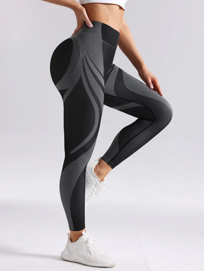 Legging Push Up 3D Sculptant - Sans Couture et Taille Haute - Gris, vue de profil