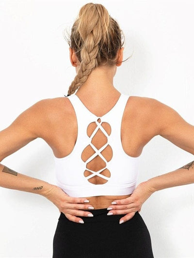 Brassière Sport Dos Nageur Soutien-gorge sport Ultime Legging : Legging Femme | Vêtements de Sport S Blanc 