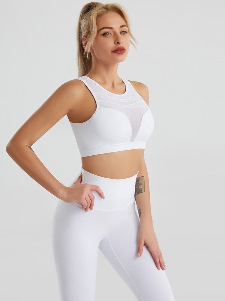 Brassière Sport Transparence Maille Brassière Ultime Legging S Blanc 