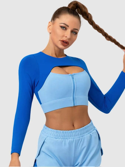 Brassière Sport Zippée Manches Longues Brassière Ultime Legging S Bleu 