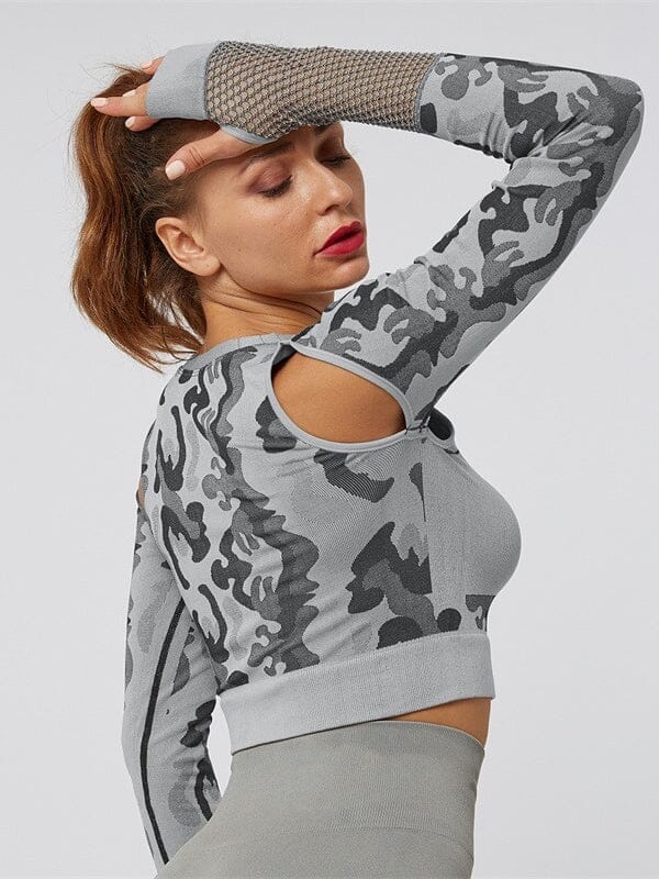 Crop top Sport Camouflage Maille Crop Top Ultime Legging S Gris 