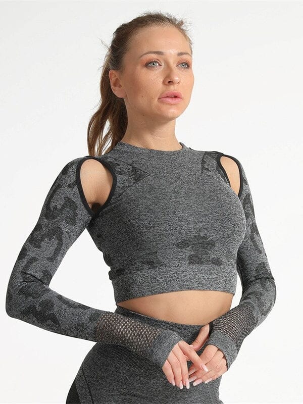 Crop top Sport Camouflage Maille Crop Top Ultime Legging S Gris foncé 