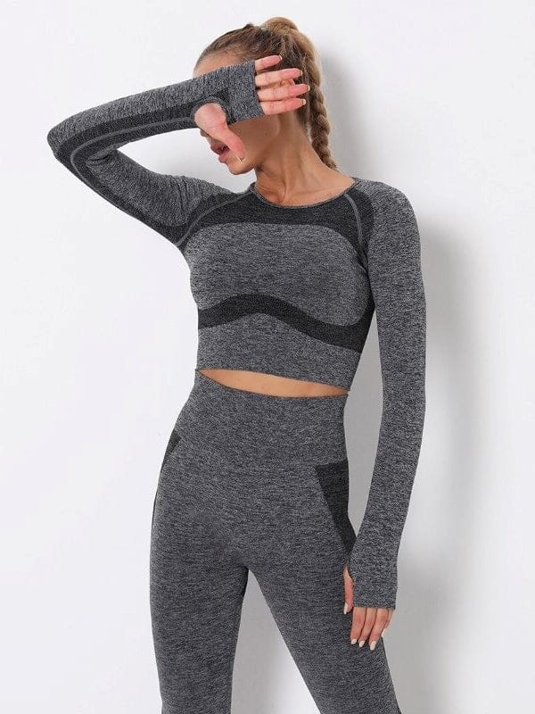 Crop Top Sport Court - Positiv Crop Top Ultime Legging : Legging Femme | Vêtements de Sport S Gris 