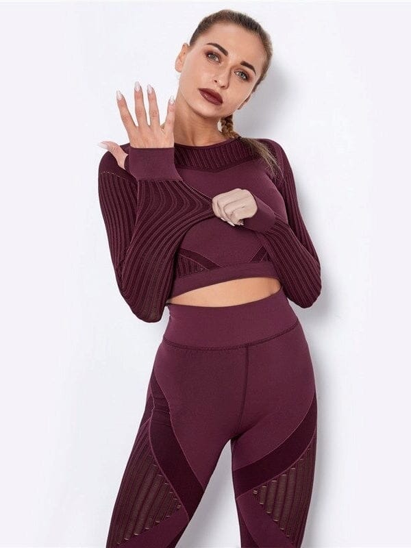 Crop Top Sport Manches Longues Respirant Crop Top Ultime Legging : Legging Femme | Vêtements de Sport 