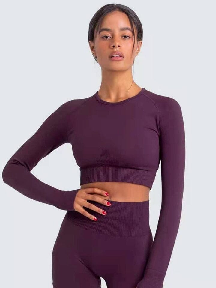 Crop Top Sport Moulant Crop Top Ultime Legging : Legging Femme | Vêtements de Sport S Violet foncé 