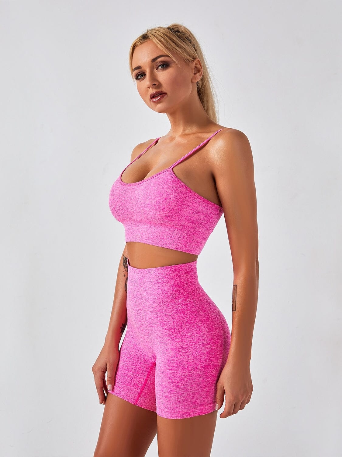 Ensemble Sans Couture, Short et Soutien-Gorge Ensemble Sport Ultime Legging S Rose 