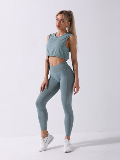 Ensemble Sport 2 pièces Legging et Top Ensemble Sport Ultime Legging S Vert grisé 