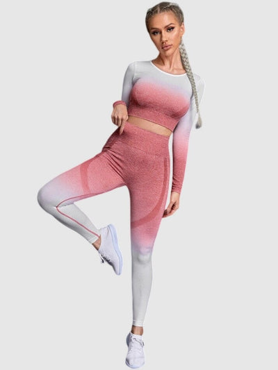 Ensemble Sport Dégradé - QueenFit Ensemble Sport Ultime Legging : Legging Femme | Vêtements de Sport S Rose/Blanc 