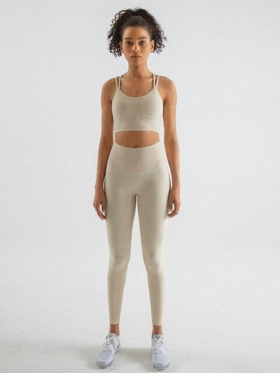 Ensemble Sport Legging et Brassière Ensemble Sport Ultime Legging : Legging Femme | Vêtements de Sport S Crème 