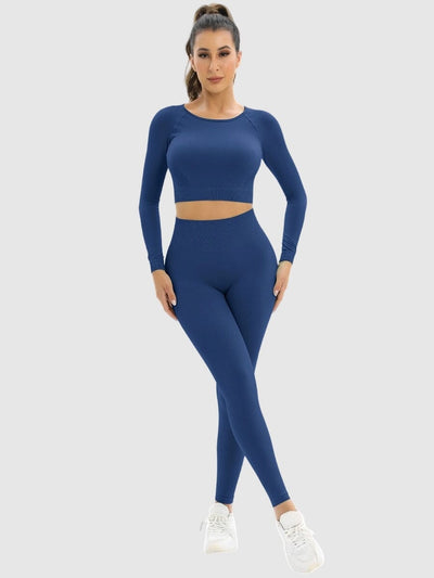 Ensemble Sport Legging et Crop Top Ensemble Sport Ultime Legging : Legging Femme | Vêtements de Sport S Bleu 