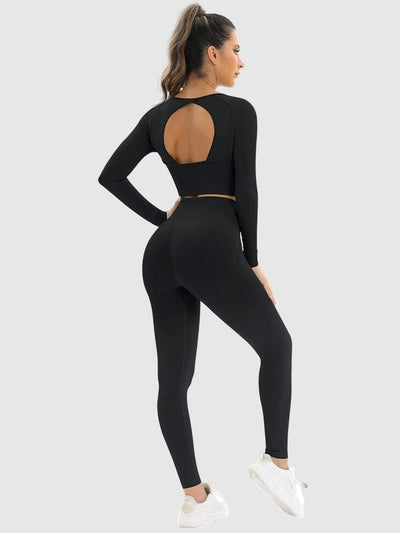 Ensemble Sport Legging et Crop Top Ensemble Sport Ultime Legging : Legging Femme | Vêtements de Sport S Noir 