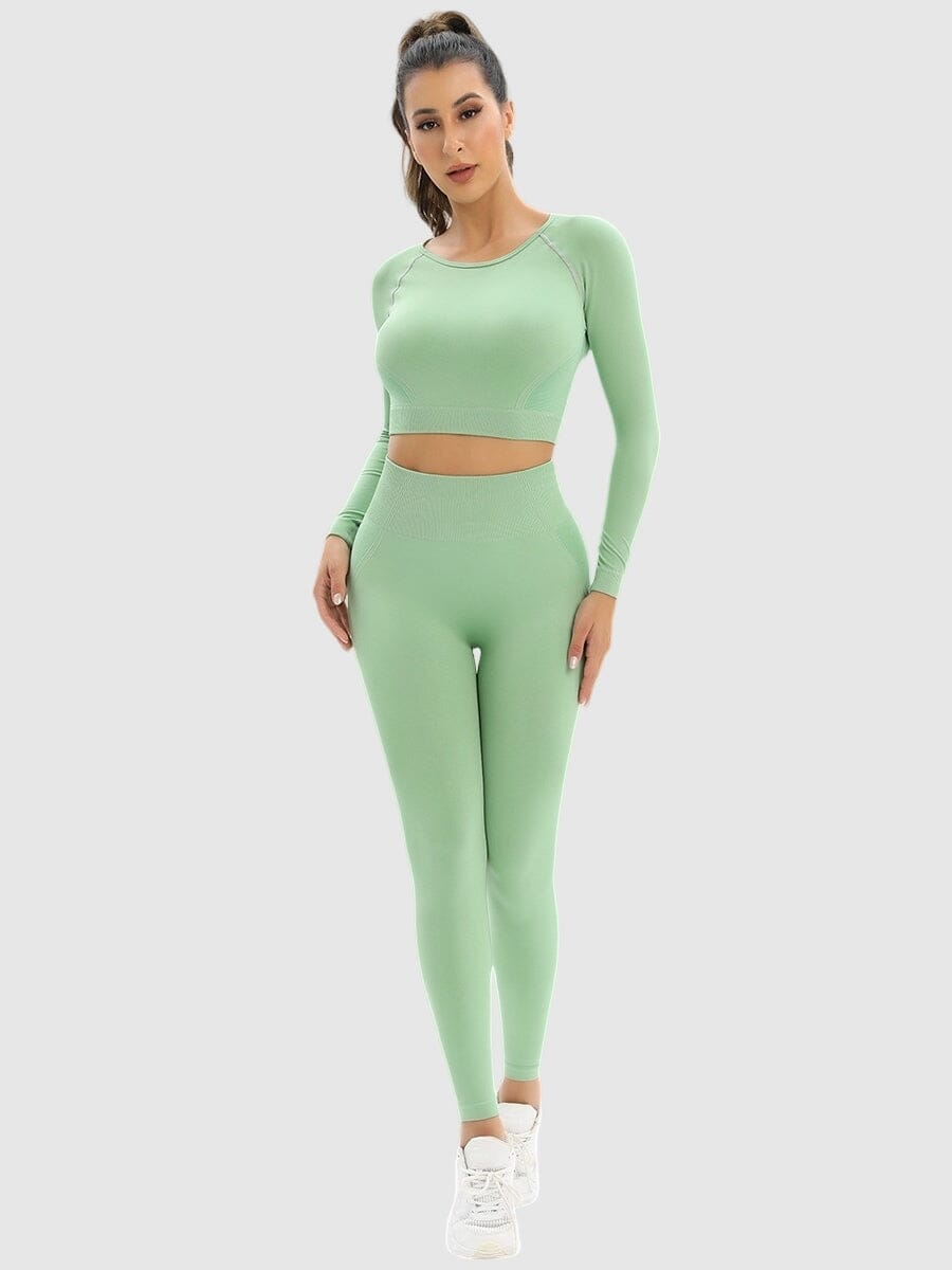 Ensemble Sport Legging et Crop Top Ensemble Sport Ultime Legging : Legging Femme | Vêtements de Sport S Vert 