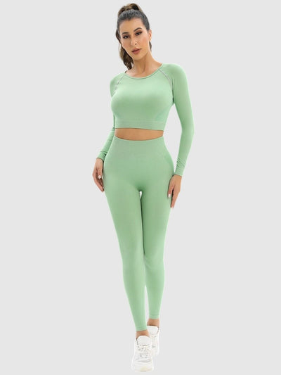 Ensemble Sport Legging et Crop Top Ensemble Sport Ultime Legging : Legging Femme | Vêtements de Sport S Vert 